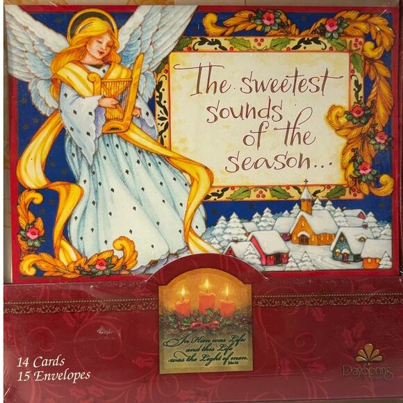 DaySpring Christmas Cards 2 Boxes of 14 Angels Religious Card Lot NEW - Picture 1 of 4